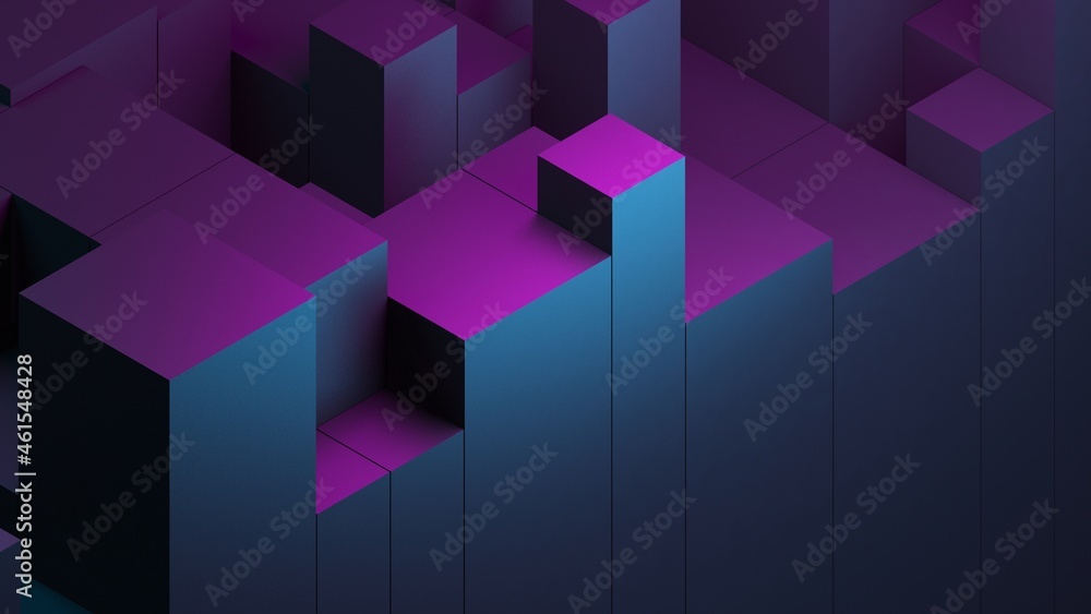 Poster abstract blue purple digital data background 3d render polygon. abstract techno purple geometric tec