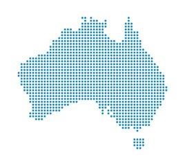 Outline map of Australia from dots