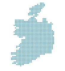 Fototapeta na wymiar Outline map of Ireland from dots