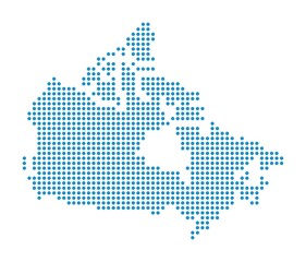 Fototapeta na wymiar Outline map of Canada from dots