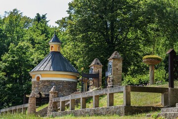 Fototapeta na wymiar Hostyn. The cemetery and chapel of the Last Stations of the Cross. Moravia. Czechia. Europe. 