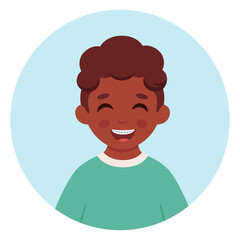 Black boy with braces on teeth. Dental care. Vector illustration