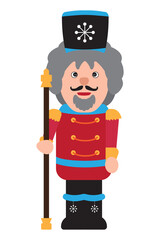 Illustration of the Nutcracker in a formal Suit, in a hat with a snowflake, Christmas Toy Vector