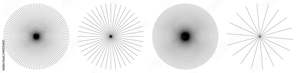 Poster radial, radiating lines, stripes abstract circular element. rays, beams starburst, sunburst element.