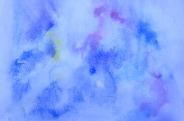 Abstract watercolor blue background. Blurry lines and spots. Background for the cover of a laptop, laptop.