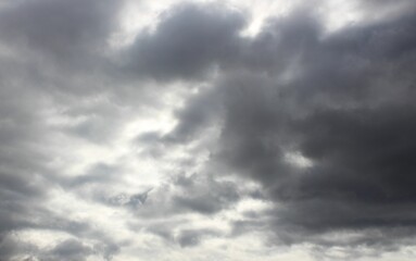 Gray clouds in the autumn sky.