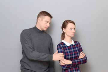 Portrait of couple after quarrel, relationship concept