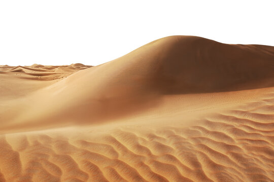 Sand dunes on white background. Wild desert