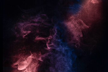 Blue and pink steam on a black background.