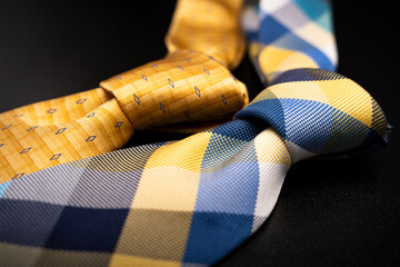 Closeup Yellow and Blue Neckties in Knots