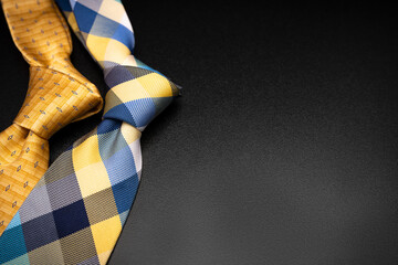 Two Yellow and Blue Neckties in Knots Template