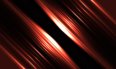 Fototapeta premium Dark red geometric background with glowing diagonal red light lines and shadows for presentation background design template. Vector illustration