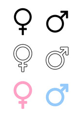 Male and female gender vector symbol. A set of icons isolated on a white background.