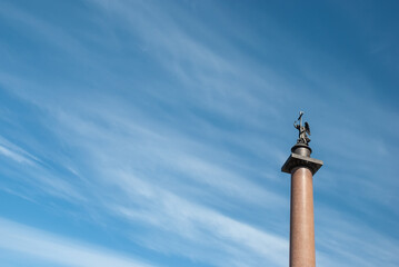 St. Petersburg. Alexander column against the background of the blue sky.