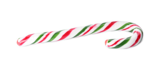 Sweet Christmas candy cane isolated on white