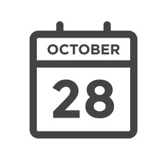 October 28 Calendar Day or Calender Date for Deadlines or Appointment