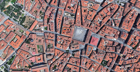 City of Salamanca looking down aerial view from above.