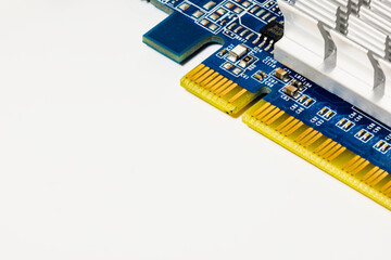 PCI Express connector macro shot on white background