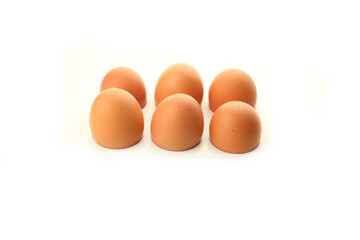 Chicken eggs on white background