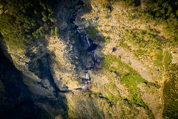 Fisgas de ermelo waterfall drone aerial view in Mondim de Basto
