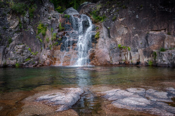 Tahiti waterfall in Geres National Park, in Portugal - obrazy, fototapety, plakaty