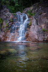 Fototapeta na wymiar Tahiti waterfall in Geres National Park, in Portugal