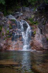 Tahiti waterfall in Geres National Park, in Portugal