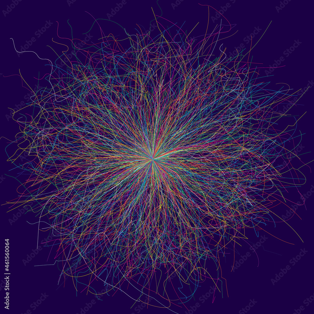 Fototapete abstract background with color lines. energy burst effect. chaotic particles connection.