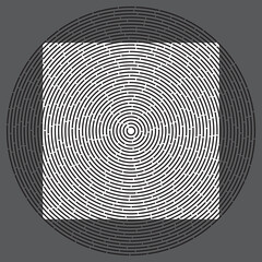 Abstract geometric background with lines. Square and circle with random lines as optical illusion illustration.