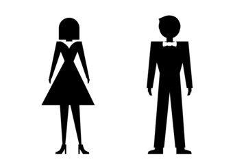 Male and female figures. Silhouettes of a man and a woman. WC icon toilet and restroom, vector illustration.