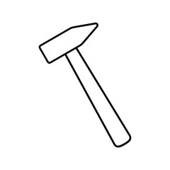 Hammer icon. Vector illustration. Black linear hammer icon.