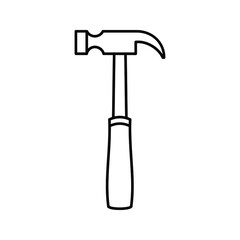 Hammer icon. Vector illustration. Black linear hammer icon.