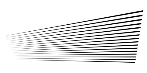 3D straight, parallel dynamic irregular lines, stripes element. Action, burst, speed comic effect lines - obrazy, fototapety, plakaty