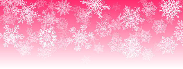 Illustration of big white complex Christmas snowflakes on red background