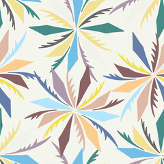 Modern isolated colorful geometric abstract illustration of botanical cartoon flowers forms design