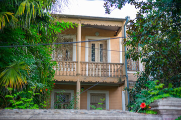 Fototapeta na wymiar charming balcony on a street in kutaisi