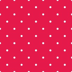Retro seamless vector pattern with small white polka dots on red background