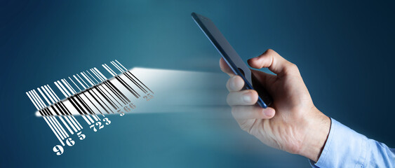 checks the barcode with the phone