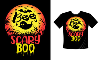 Scary Boo - Halloween T-Shirt Design. Halloween Vector Graphic. Halloween T-Shirt illustration. Beautiful and eye-catching Halloween vector