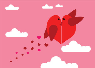 love is in the air, hearts fly in all directions, congratulations on Valentine's Day