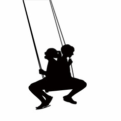 children swinging body silhouette vector