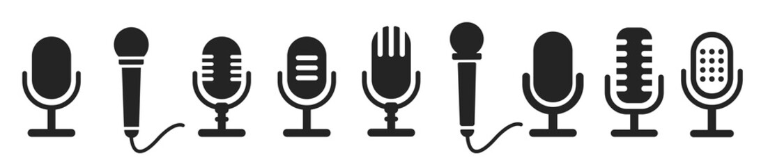 Microphone vector icon on white background - obrazy, fototapety, plakaty