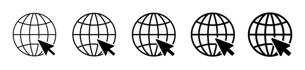 Globe icons set. Earth icon and arrow