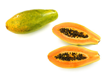  Tropical fruit papaya .   Isaolated on white background.