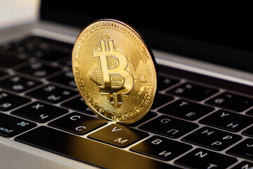 The concept of the Bitcoin cryptocurrency financial market, trading. Bitcoin cryptocurrency is the...
