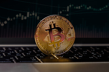 The concept of the bitcoin cryptocurrency financial market, trading. Bitcoin cryptocurrency is the...