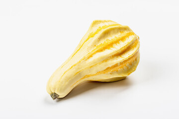 Ripe star pumpkin isolated on white background. Whole squash, traditional festive decorative...