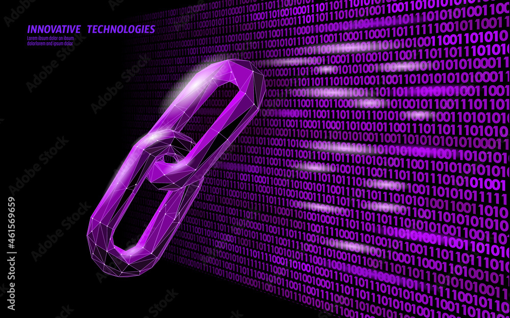 Poster blockchain link sign low poly design. internet technology chain icon triangle polygonal hyperlink se