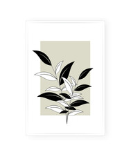 Minimal plant art design, vector. Minimalist poster design in frame. Printable wall art design, artistic