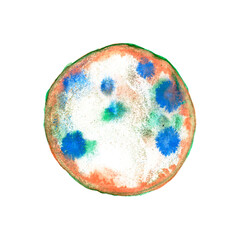 watercolor circle orange and blue, watercolor blurred round highlights icon for design isolated on white background, mystical orange and blue icon